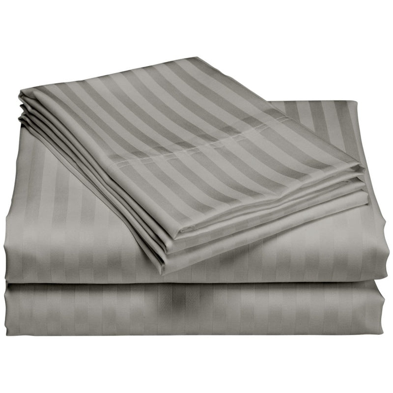 Parure de draps de luxe à rayures en coton 1 200 fils au pouce carré, avec poche profonde