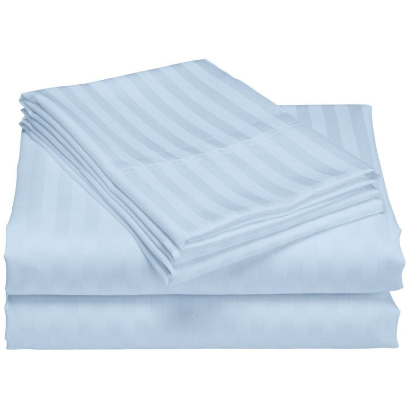 Parure de draps de luxe à rayures en coton 1 200 fils au pouce carré, avec poche profonde