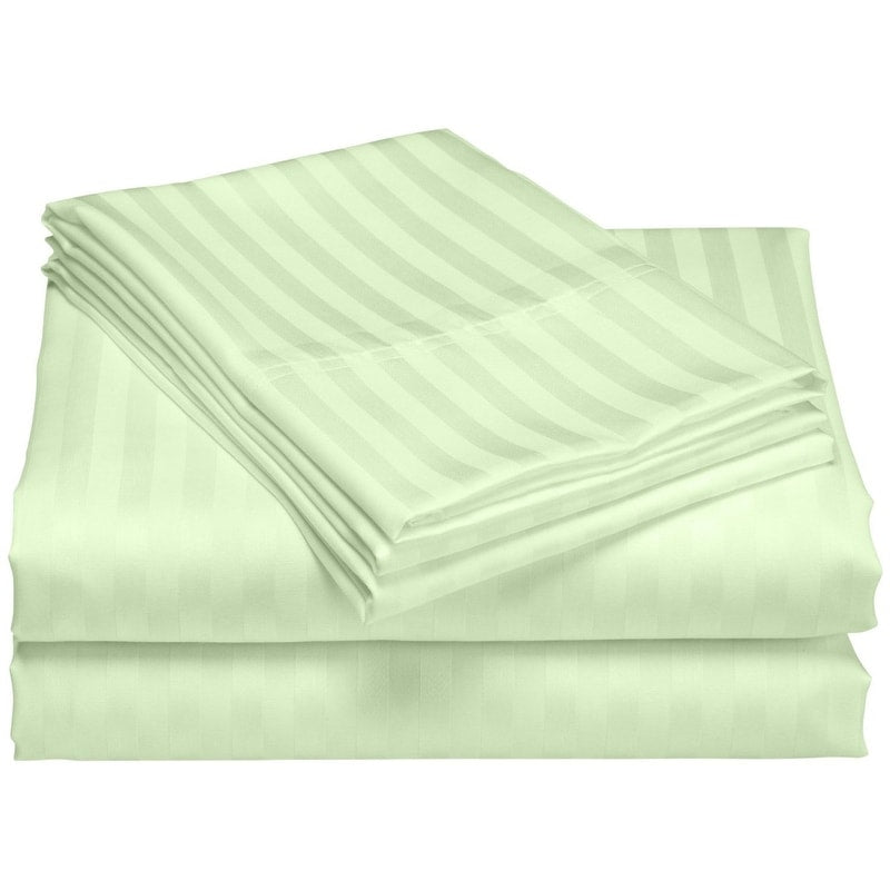 Parure de draps de luxe à rayures en coton 1 200 fils au pouce carré, avec poche profonde
