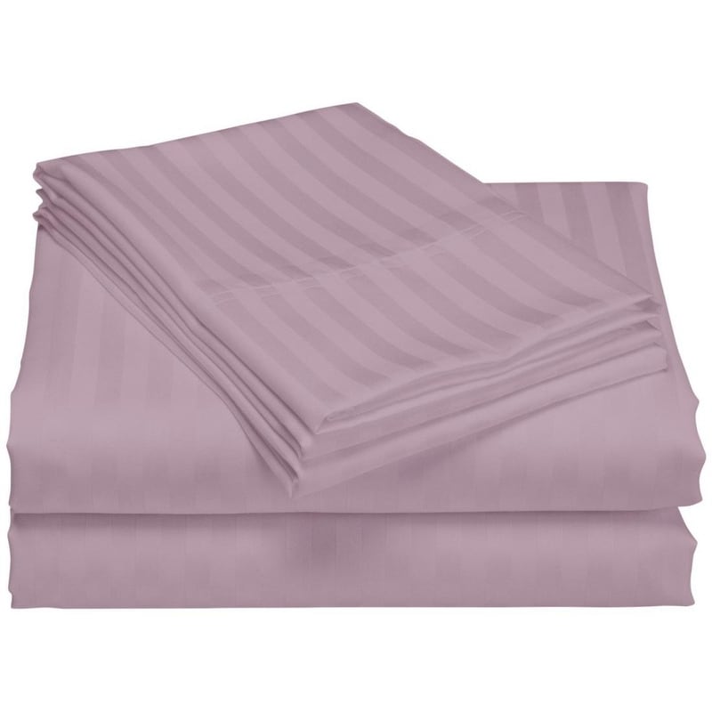 Parure de draps de luxe à rayures en coton 1 200 fils au pouce carré, avec poche profonde