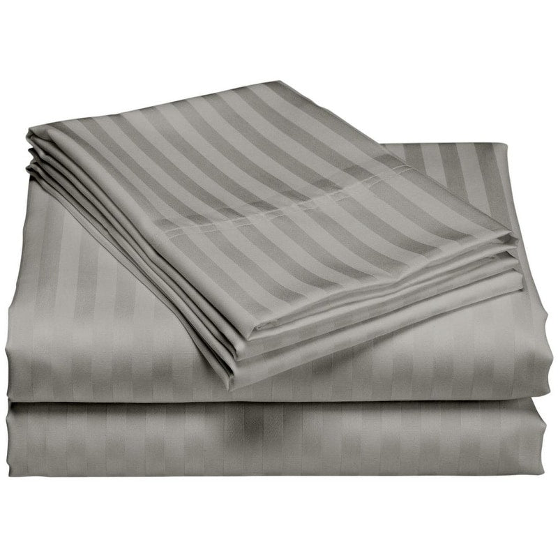 Parure de draps de luxe à rayures en coton 1 200 fils au pouce carré, avec poche profonde