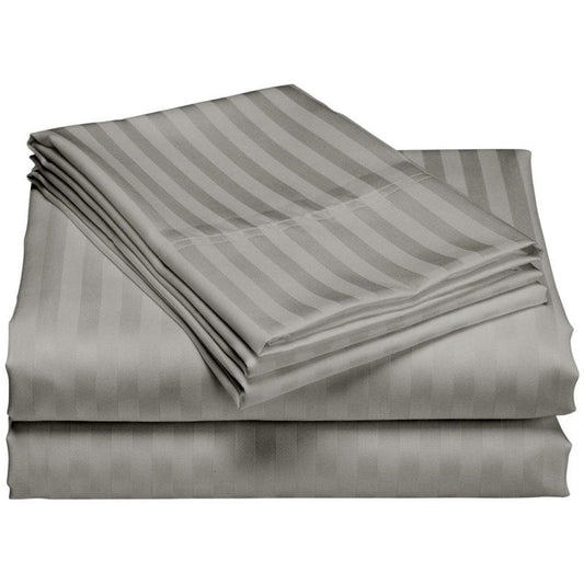 Parure de draps de luxe à rayures en coton 1 200 fils au pouce carré, avec poche profonde