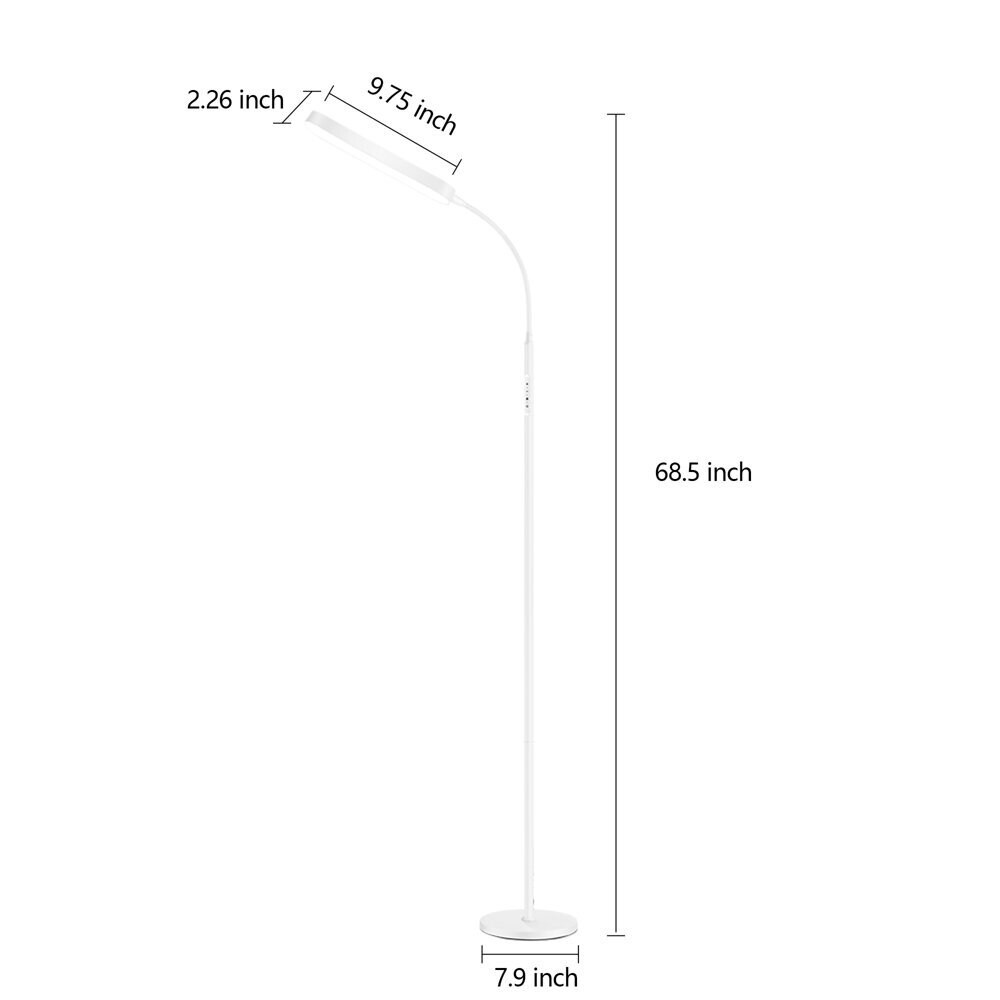 Lampadaire de travail/lecture à LED 12 W à intensité variable avec télécommande et commande tactile - N/A