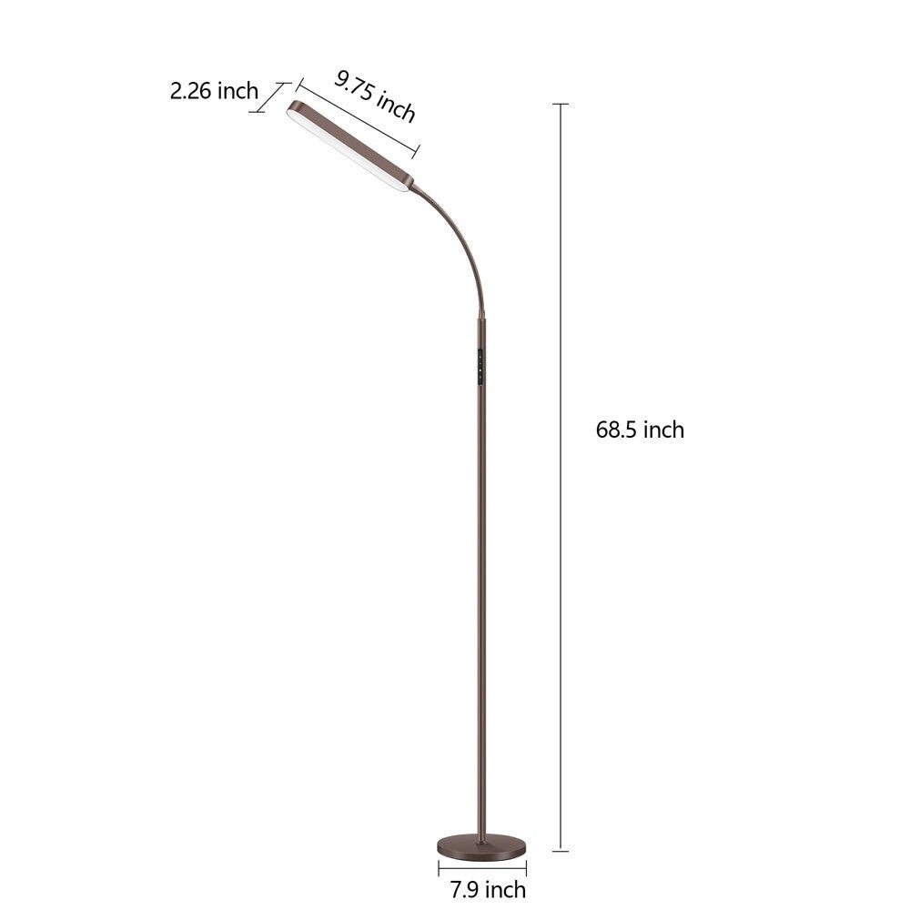 Lampadaire de travail/lecture à LED 12 W à intensité variable avec télécommande et commande tactile - N/A