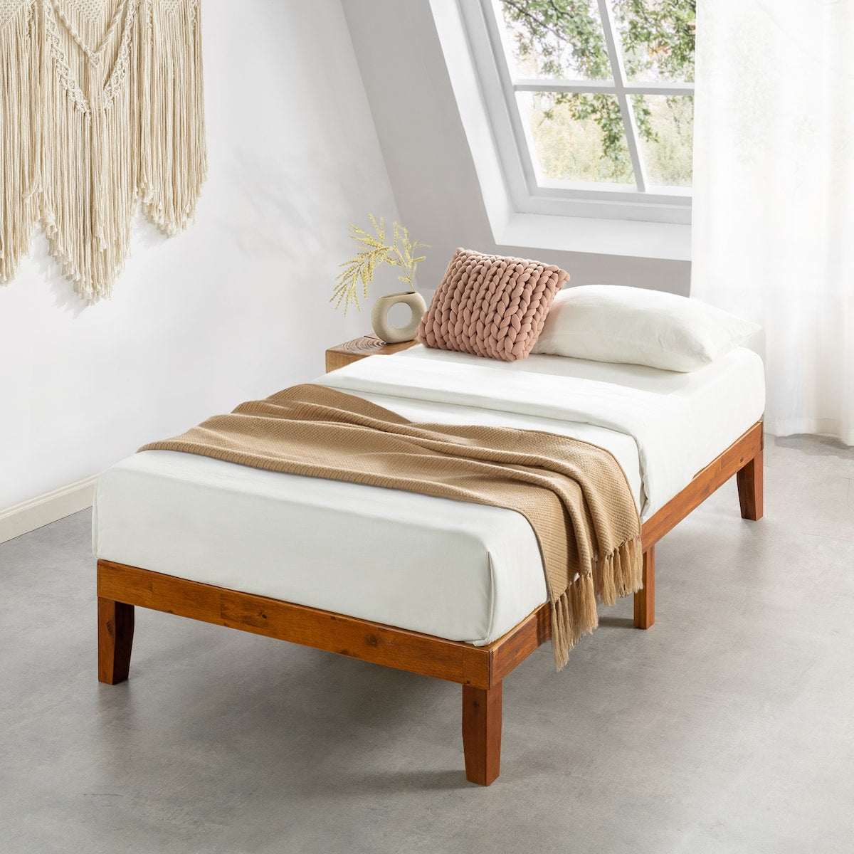 Cadre de lit plateforme classique en bois massif 12