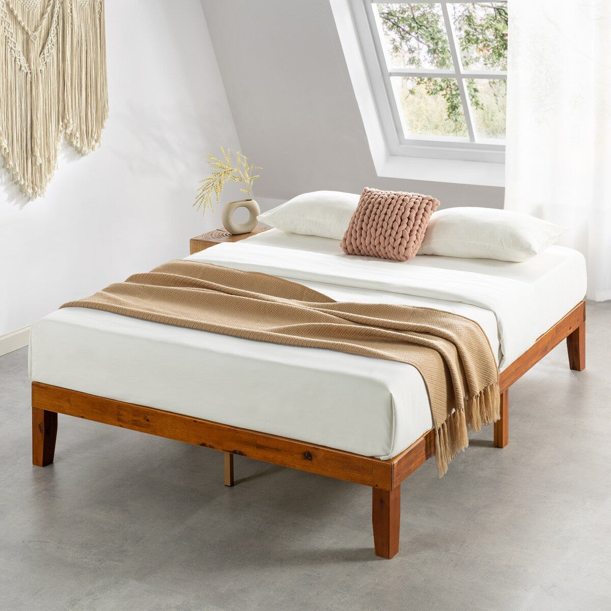 Cadre de lit plateforme classique en bois massif 12