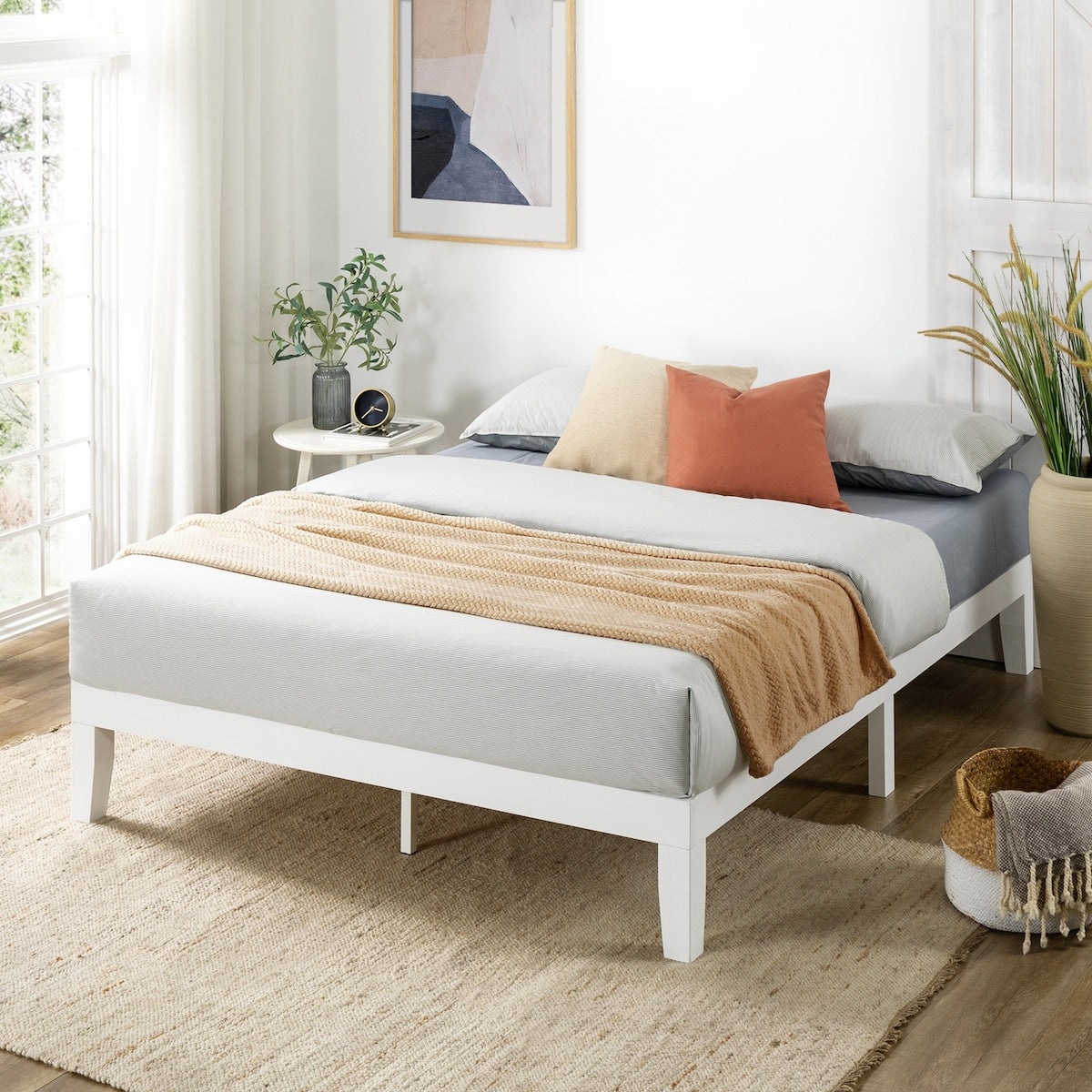 Cadre de lit plateforme classique en bois massif 12