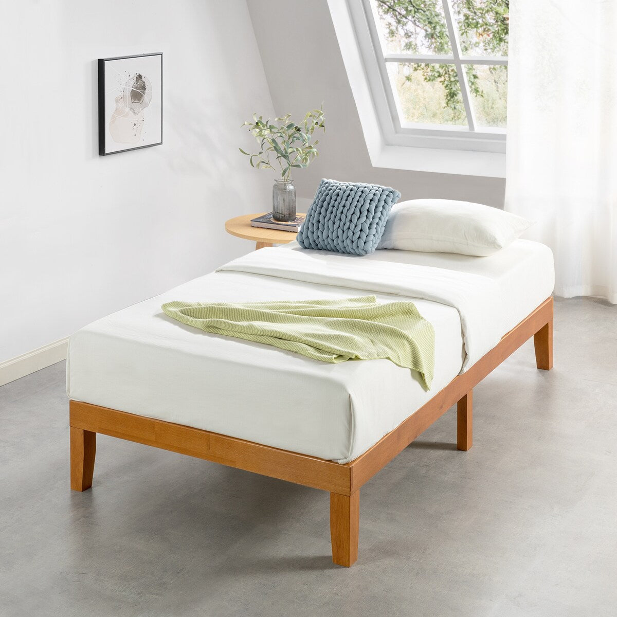 Cadre de lit plateforme classique en bois massif 12