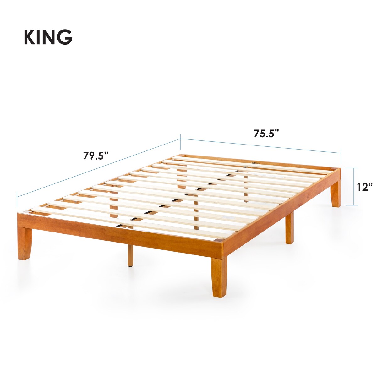 Cadre de lit plateforme classique en bois massif 12