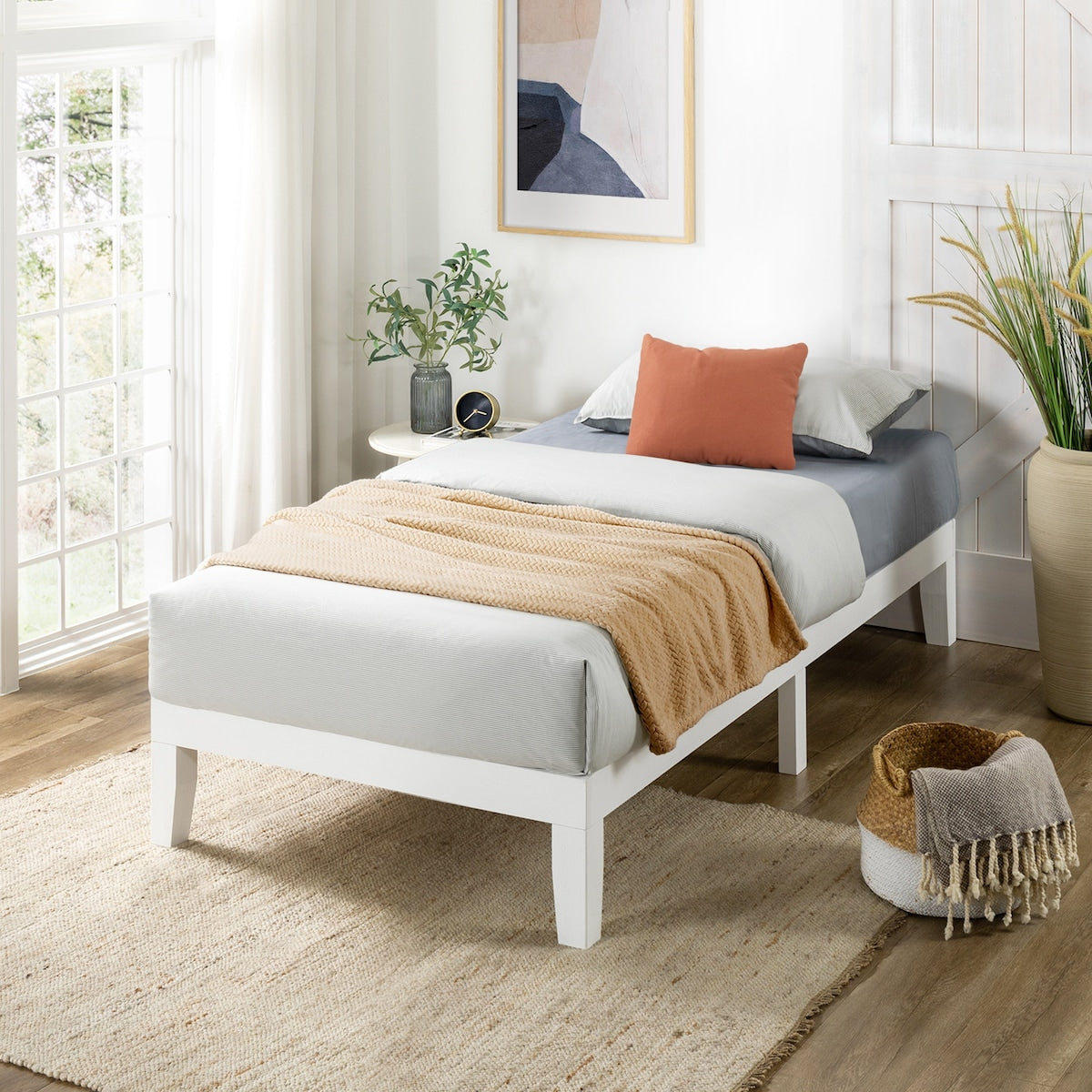 Cadre de lit plateforme classique en bois massif 12