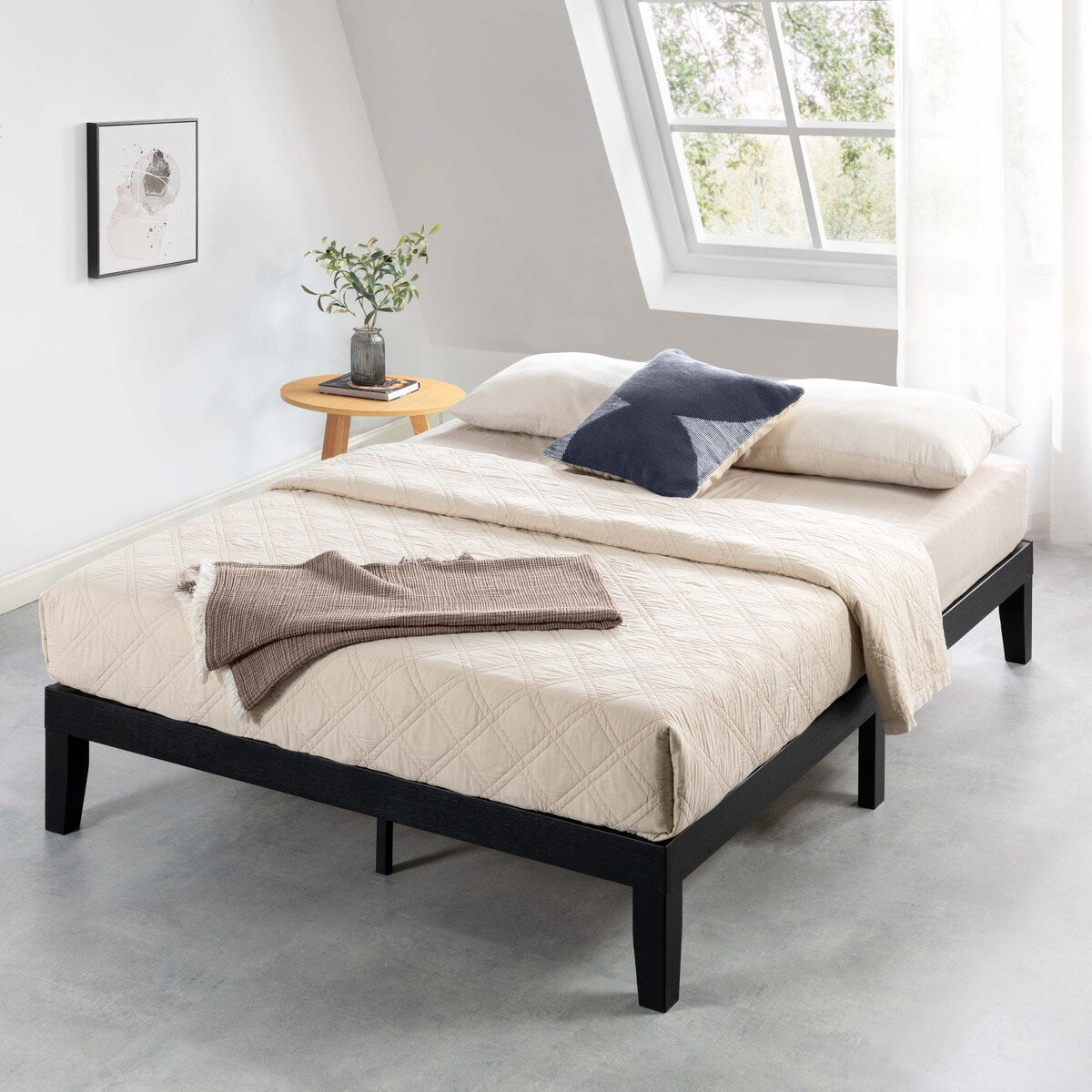 Cadre de lit plateforme classique en bois massif 12