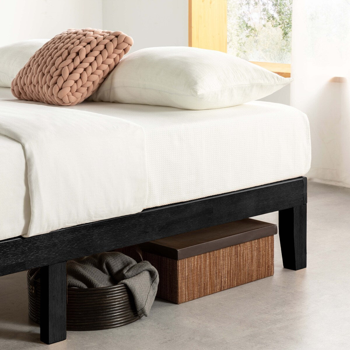 Cadre de lit plateforme classique en bois massif 12