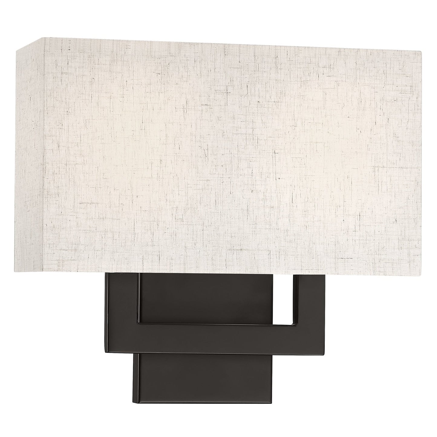 Applique murale bronze foncé de 30 cm de hauteur avec abat-jour en tissu avoine