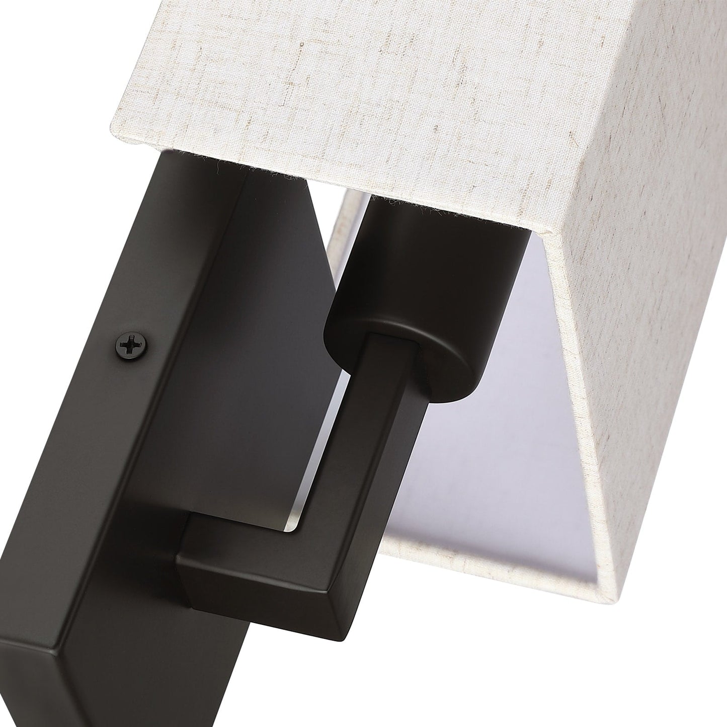 Applique murale bronze foncé de 30 cm de hauteur avec abat-jour en tissu avoine