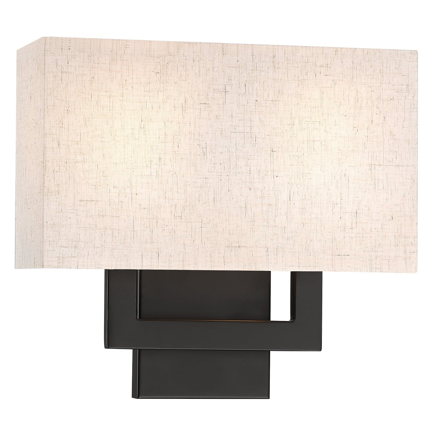 Applique murale bronze foncé de 30 cm de hauteur avec abat-jour en tissu avoine