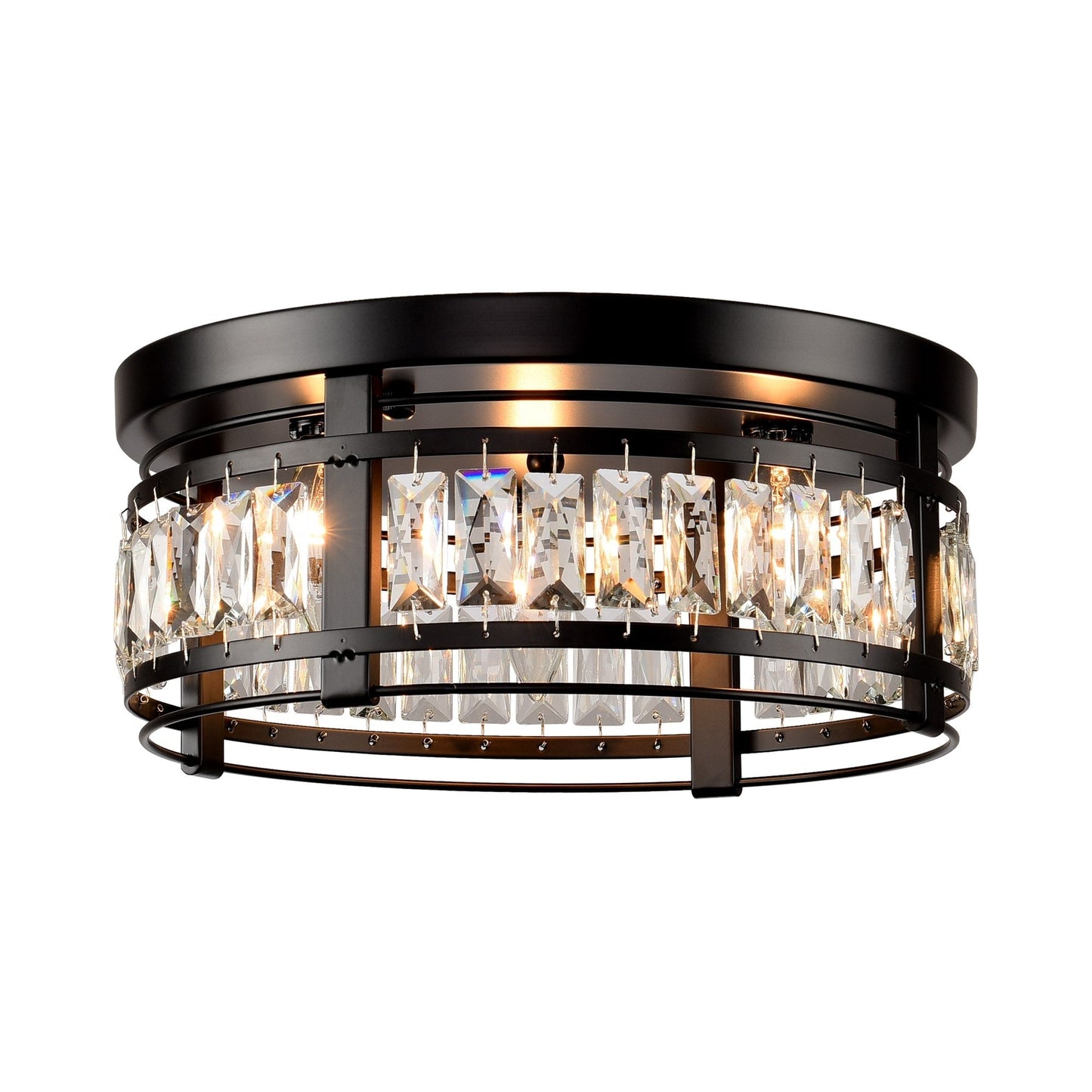 Lustre encastré moderne en cristal noir à 3 lumières pour couloir