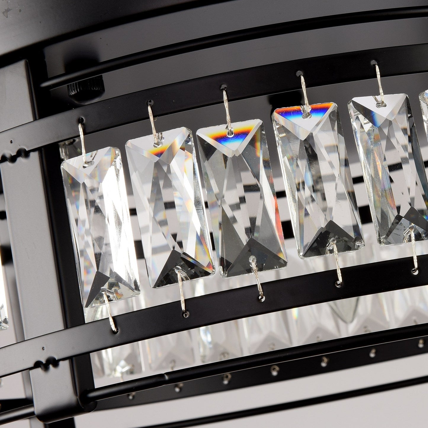 Lustre encastré moderne en cristal noir à 3 lumières pour couloir