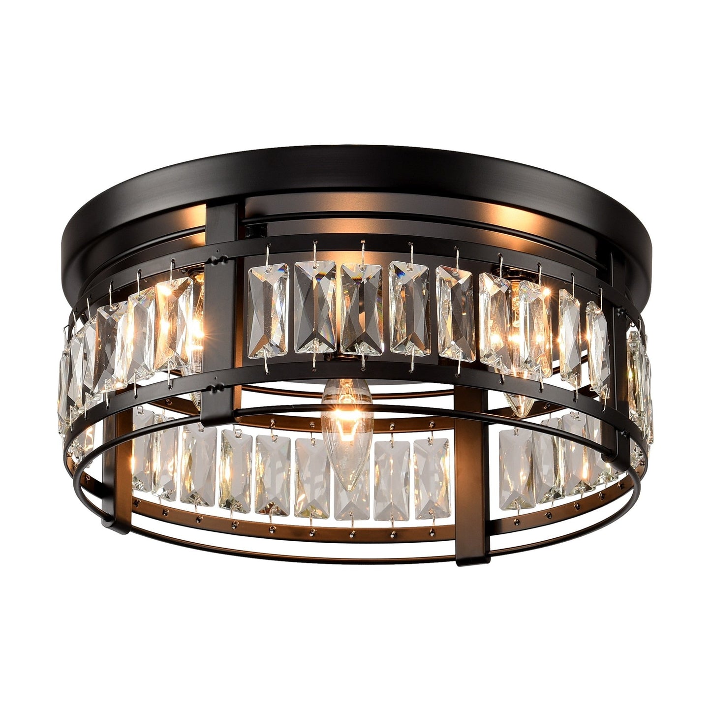 Lustre encastré moderne en cristal noir à 3 lumières pour couloir