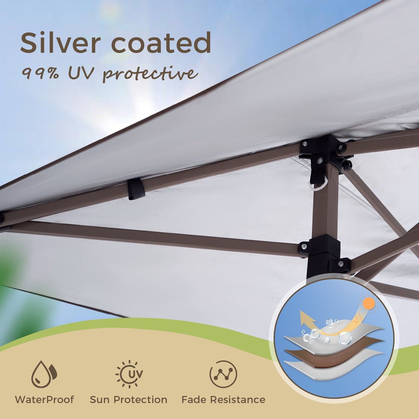 Gazebo de jardin renforcé escamotable avec rideau d'angle élégant - 13 x 13 pi