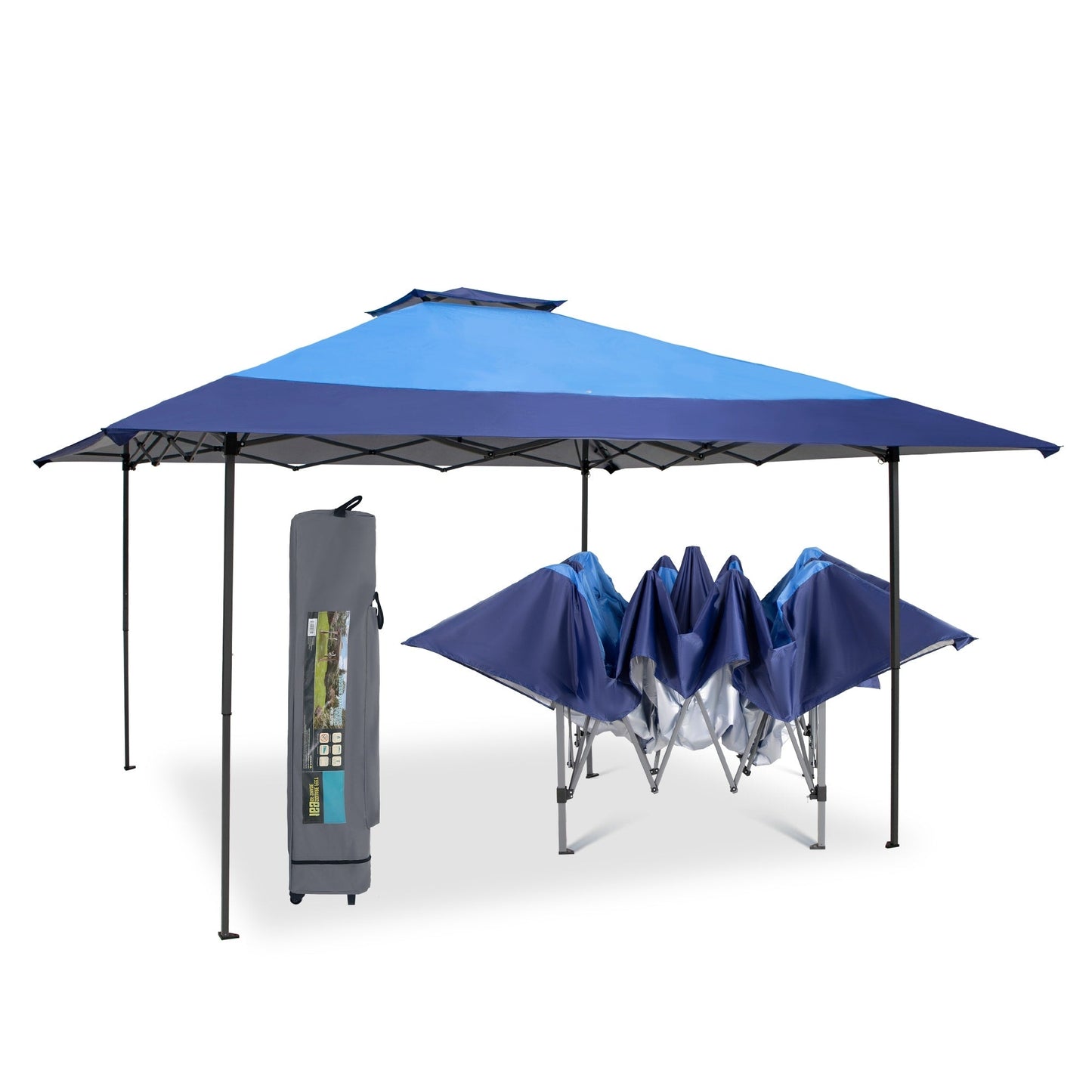 Gazebo de jardin renforcé escamotable avec rideau d'angle élégant - 13 x 13 pi