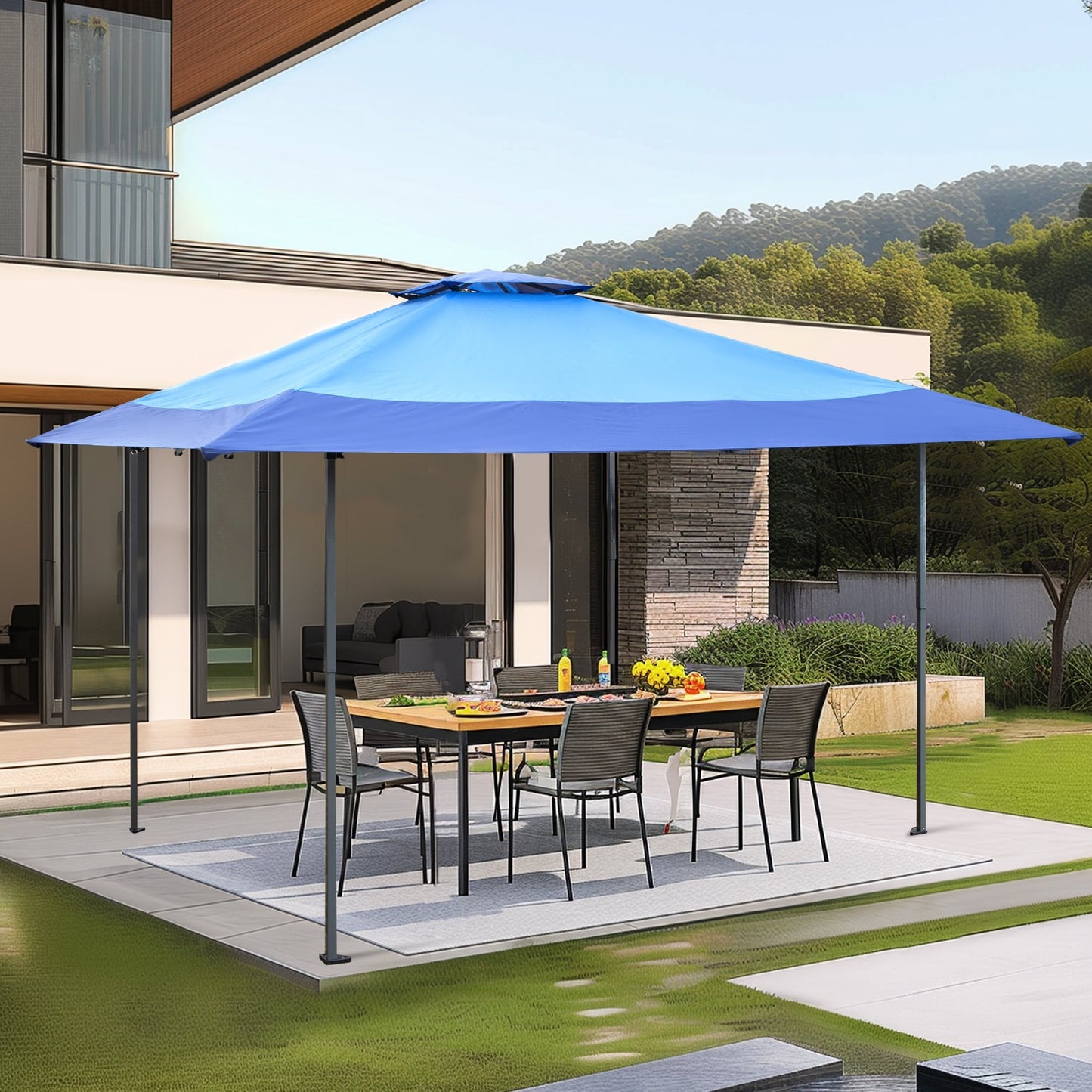 Gazebo de jardin renforcé escamotable avec rideau d'angle élégant - 13 x 13 pi