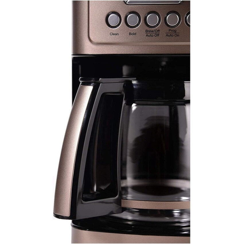 Cafetière automatique 14 tasses, carafe en verre, réglage de l'intensité de l'infusion, réglage de 1 à 4 tasses, acier inoxydable couleur terre d'ombre