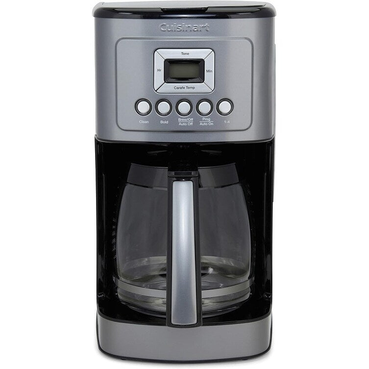 Cafetière automatique 14 tasses, carafe en verre, réglage de la force d'infusion, acier inoxydable bronze