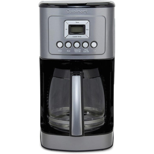 Cafetière automatique 14 tasses, carafe en verre, réglage de la force d'infusion, acier inoxydable bronze