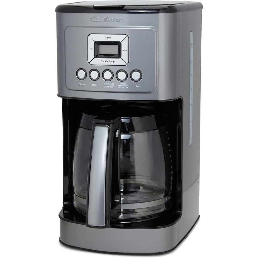 Cafetière automatique 14 tasses, carafe en verre, réglage de la force d'infusion, acier inoxydable bronze