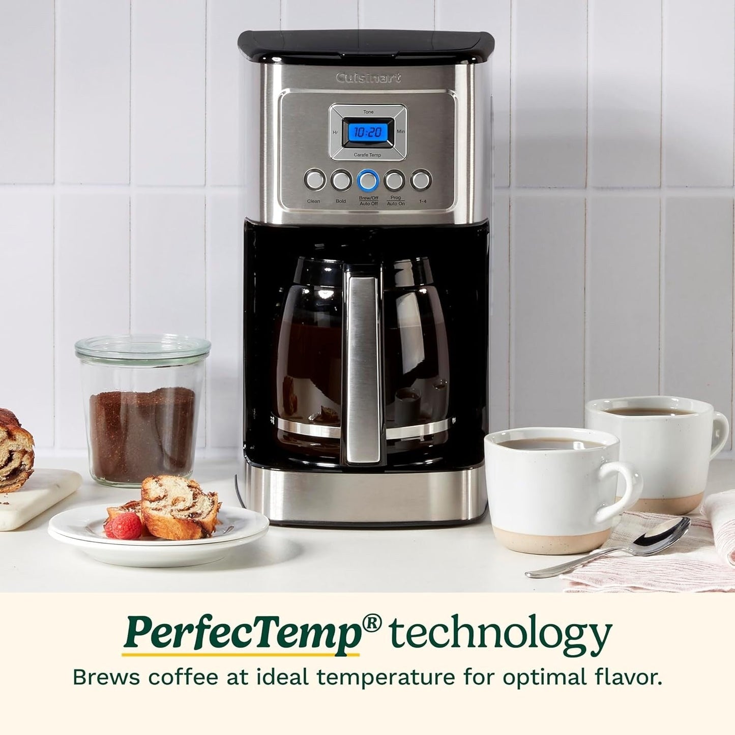 Cafetière programmable 14 tasses, carafe en verre, réglage de l'intensité de l'infusion, réglage de 1 à 4 tasses, acier inoxydable