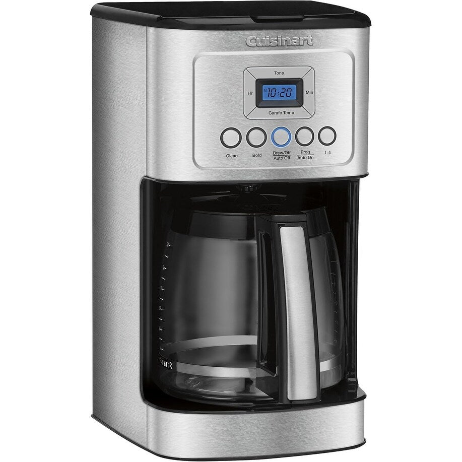 Cafetière en acier inoxydable 14 tasses, verseuse en verre, entièrement automatique, réglage de la force d'infusion