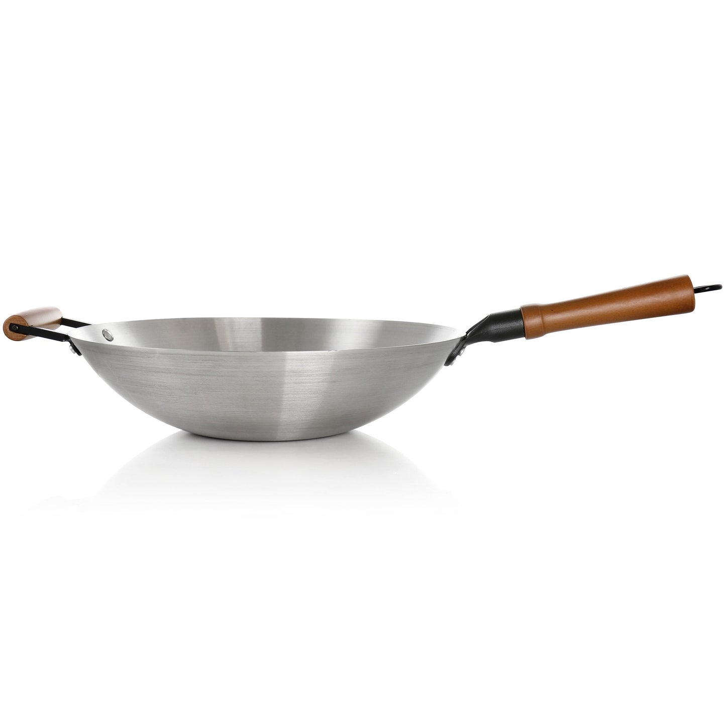 Wok en acier inoxydable de 14 pouces