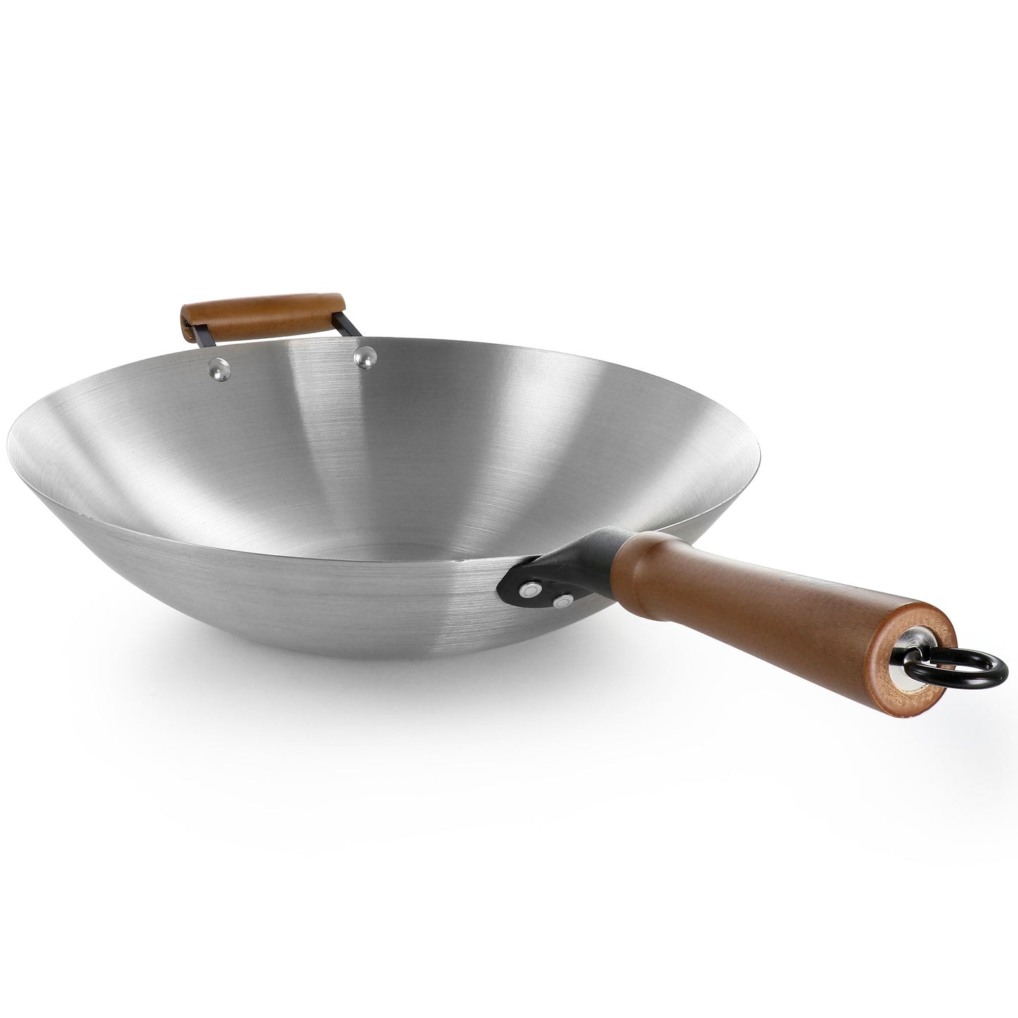 Wok en acier inoxydable de 14 pouces