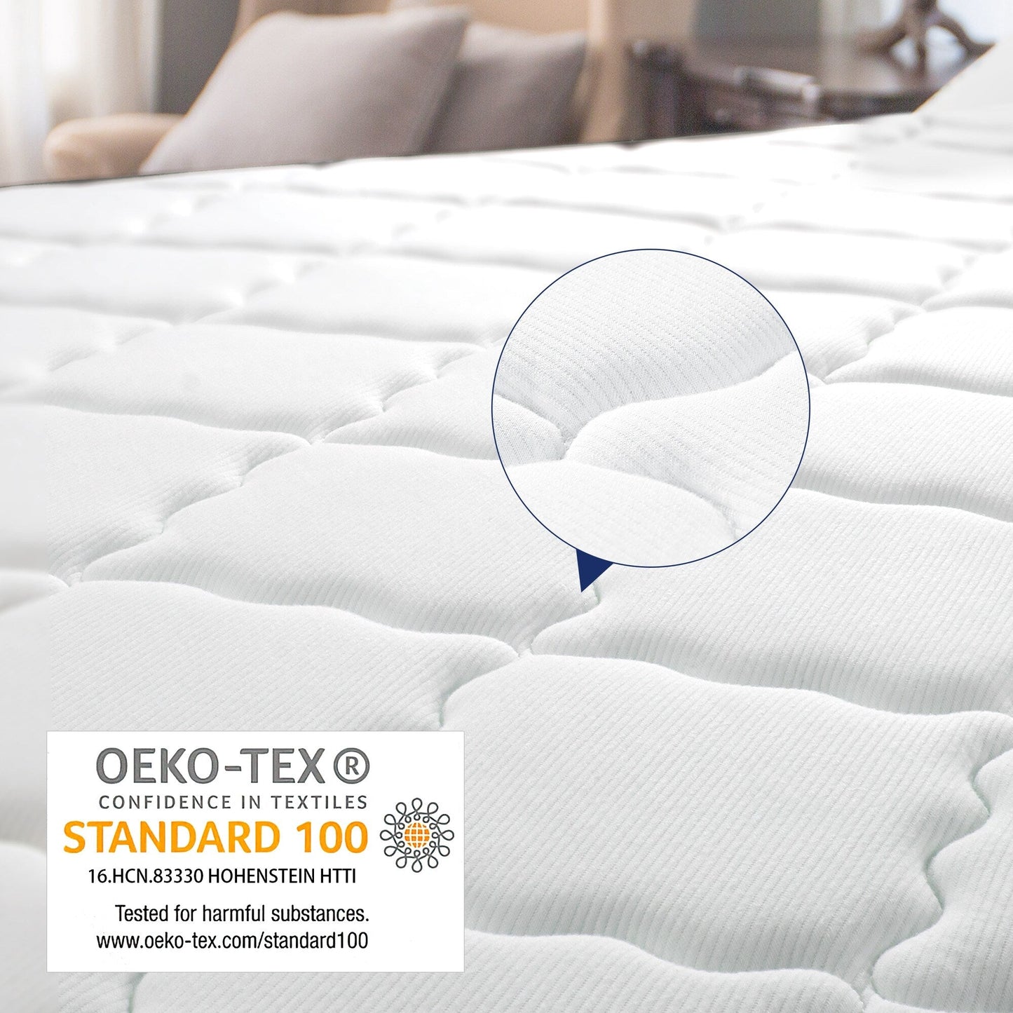 Matelas hybride 14 pouces, mousse à mémoire de forme et ressorts ensachés, fermeté moyenne, tailles Queen et King en option