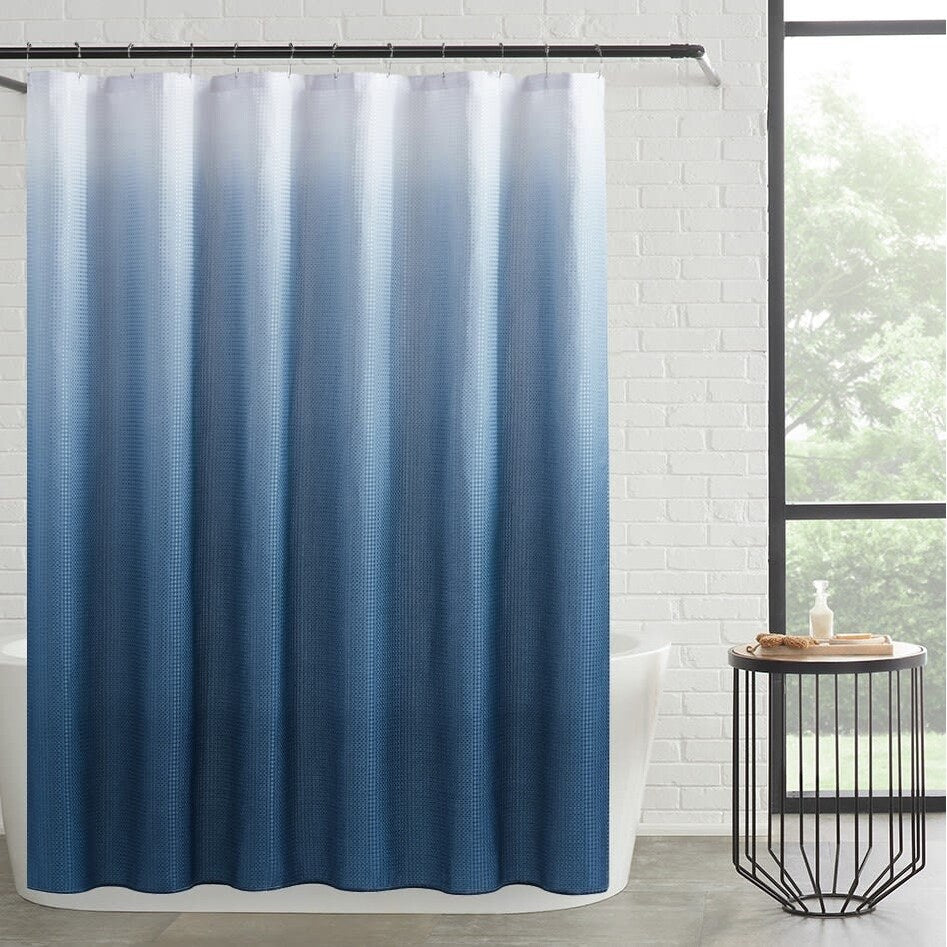 Ensemble de bain/douche 14 pièces : rideau de douche ombré, crochets et doublure PEVA