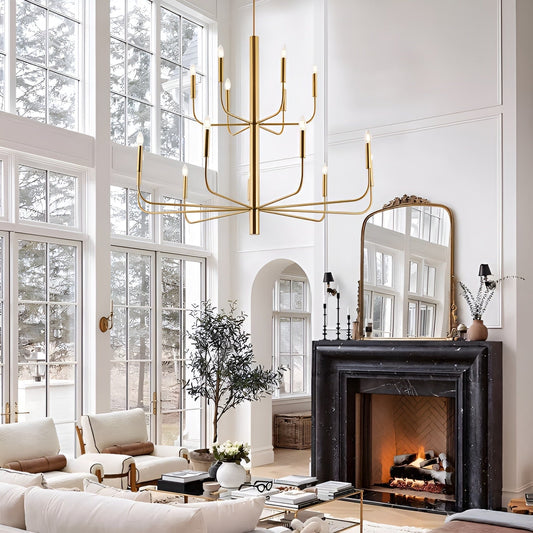 Lustre chandelier minimaliste à 15 lumières, 2 niveaux, design ancien - 48