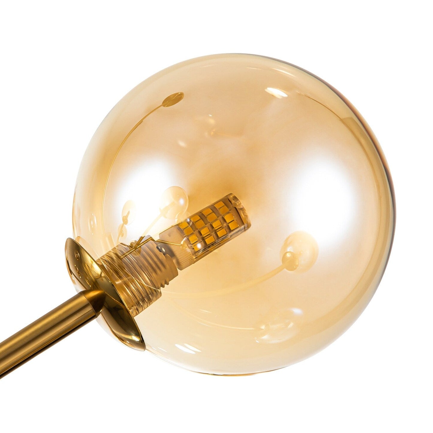 Lustre linéaire moderne à 15 lumières pour îlot de cuisine Sputnik, composé de branches et de bulles en verre
