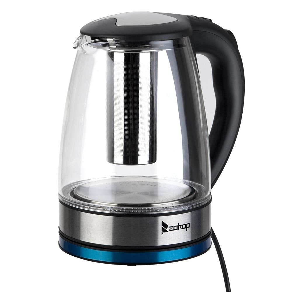 Bouilloire électrique 1500 W 1,8 L, chauffe-eau, théière en verre, cafetière, arrêt automatique