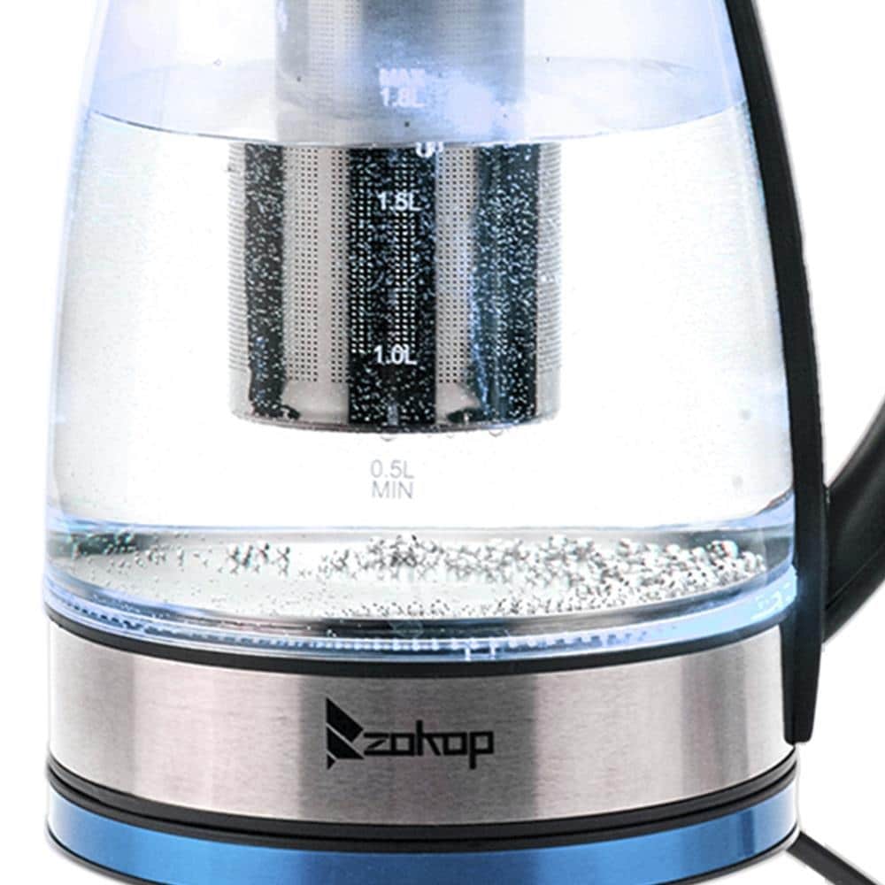 Bouilloire électrique 1500 W 1,8 L, chauffe-eau, théière en verre, cafetière, arrêt automatique