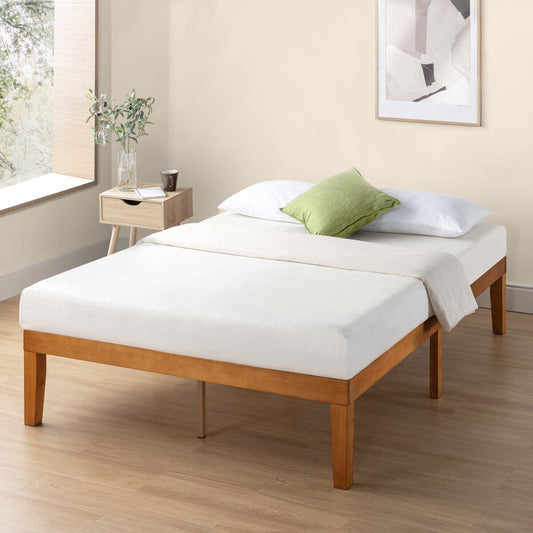 Cadre de lit plateforme classique en bois massif de 16 pouces, disponible en plusieurs finitions
