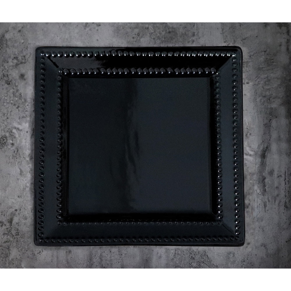Service de table carré en grès perlé, 16 pièces, Lorren Home Trends, noir