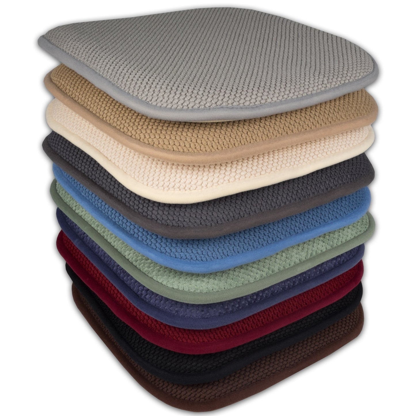 Coussins de siège carrés antidérapants en mousse à mémoire de forme de 16 po (2 ou 4) - 16 x 16