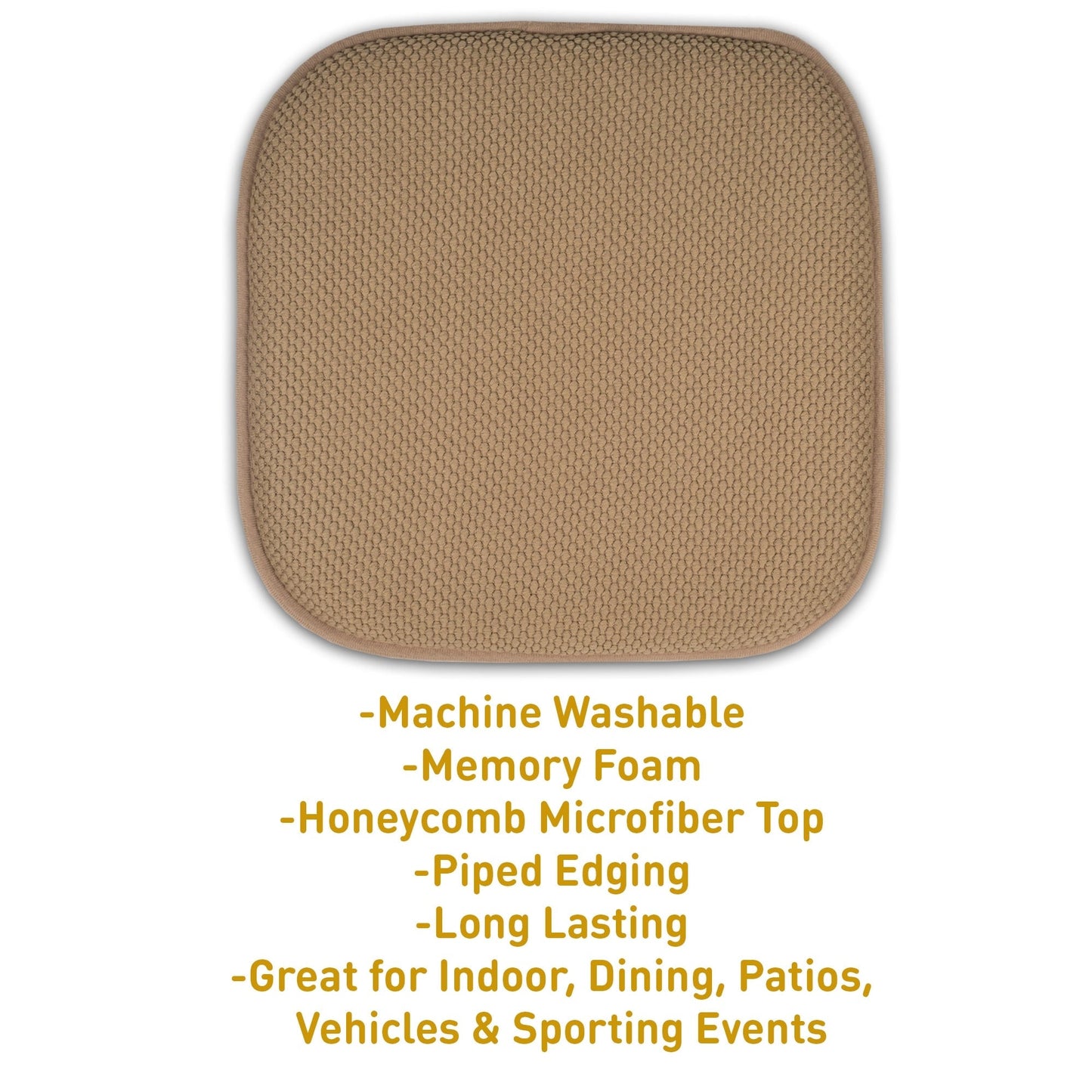Coussins de siège carrés antidérapants en mousse à mémoire de forme de 16 po (2 ou 4) - 16 x 16