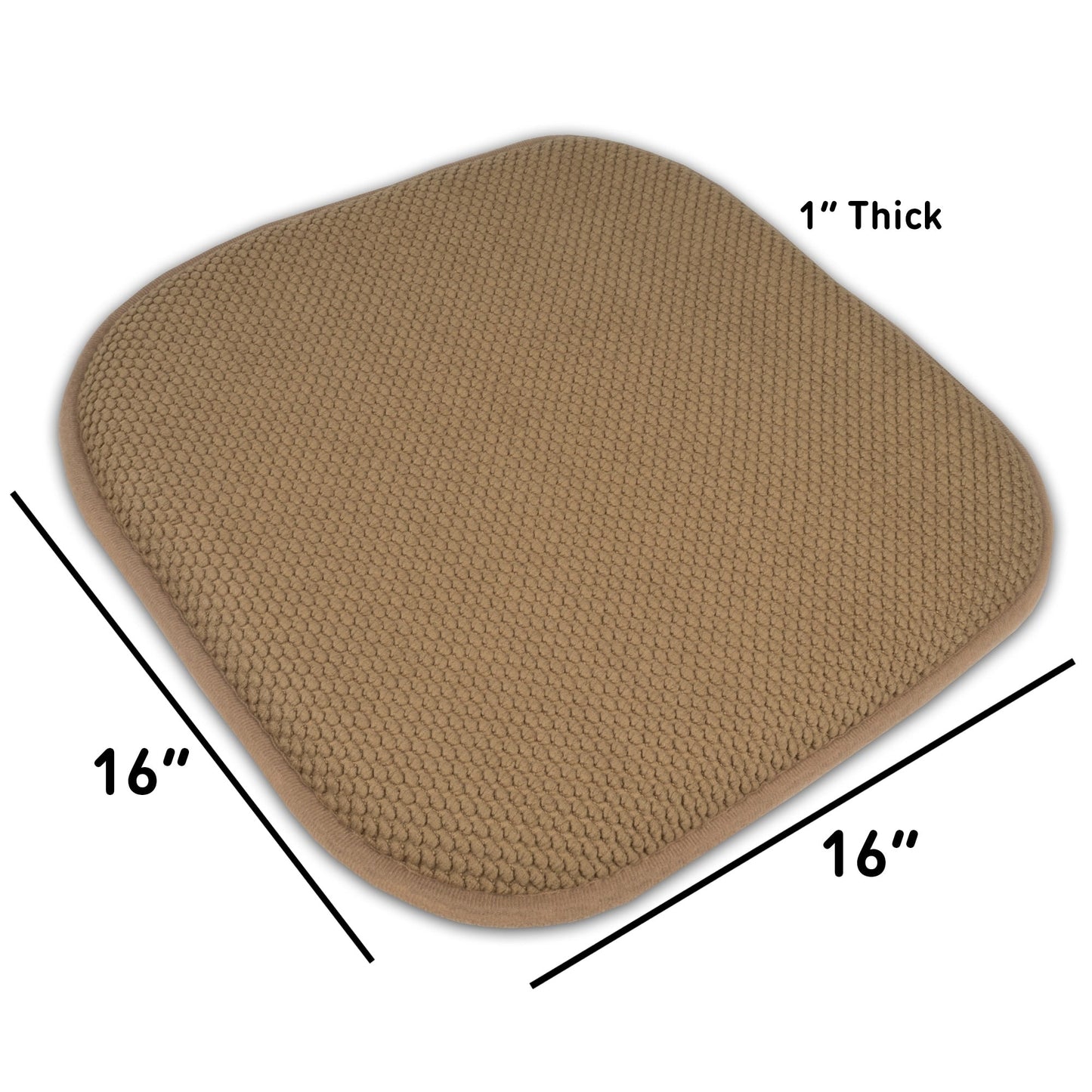Coussins de siège carrés antidérapants en mousse à mémoire de forme de 16 po (2 ou 4) - 16 x 16