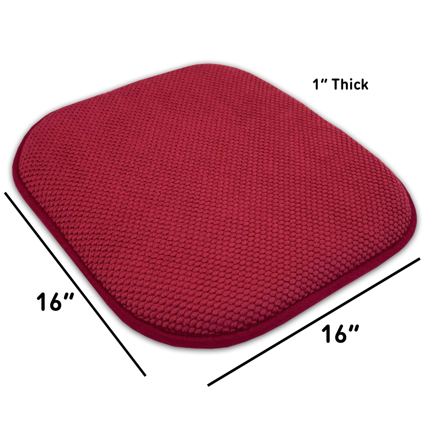 Coussins de siège carrés antidérapants en mousse à mémoire de forme de 16 po (2 ou 4) - 16 x 16