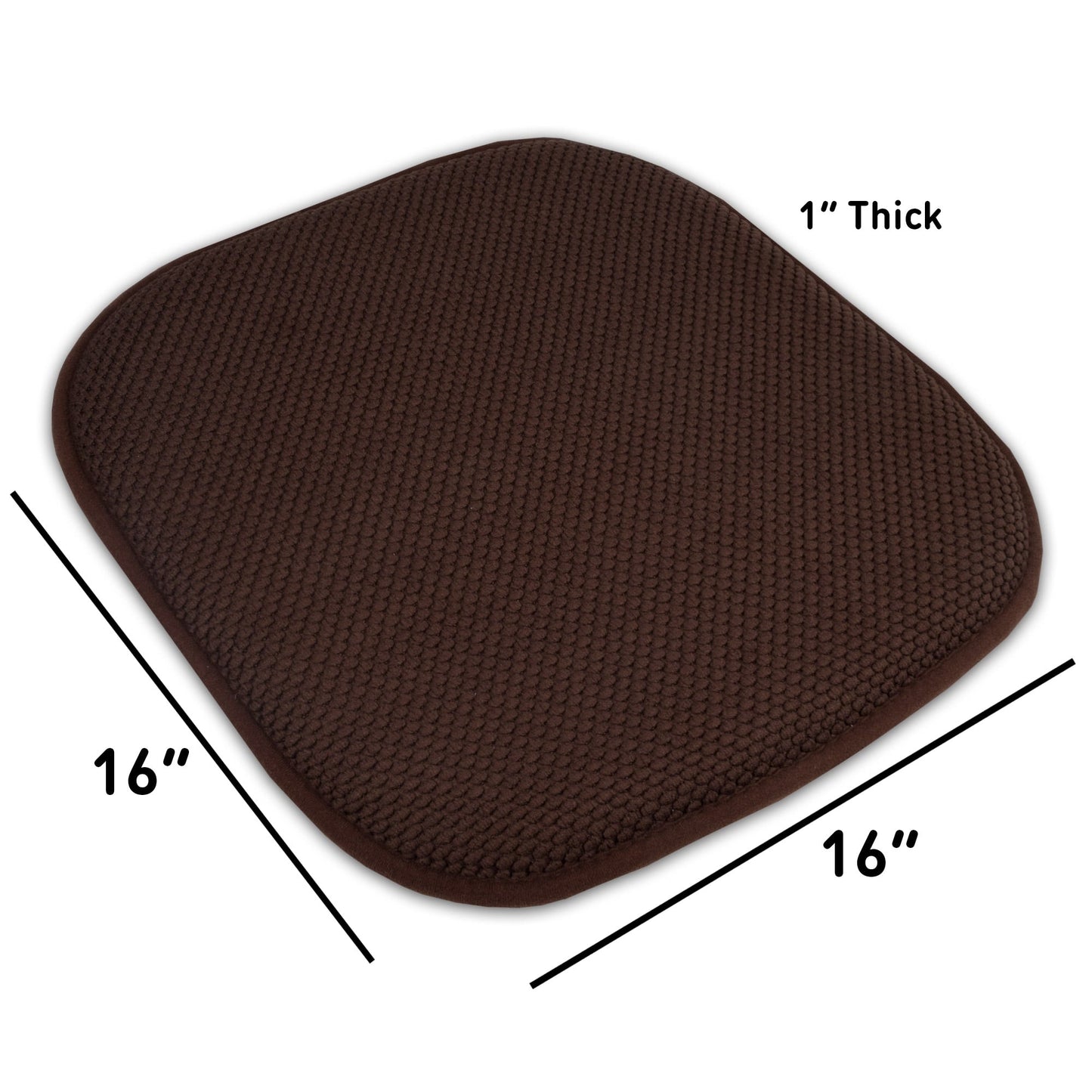 Coussins de siège carrés antidérapants en mousse à mémoire de forme de 16 po (2 ou 4) - 16 x 16