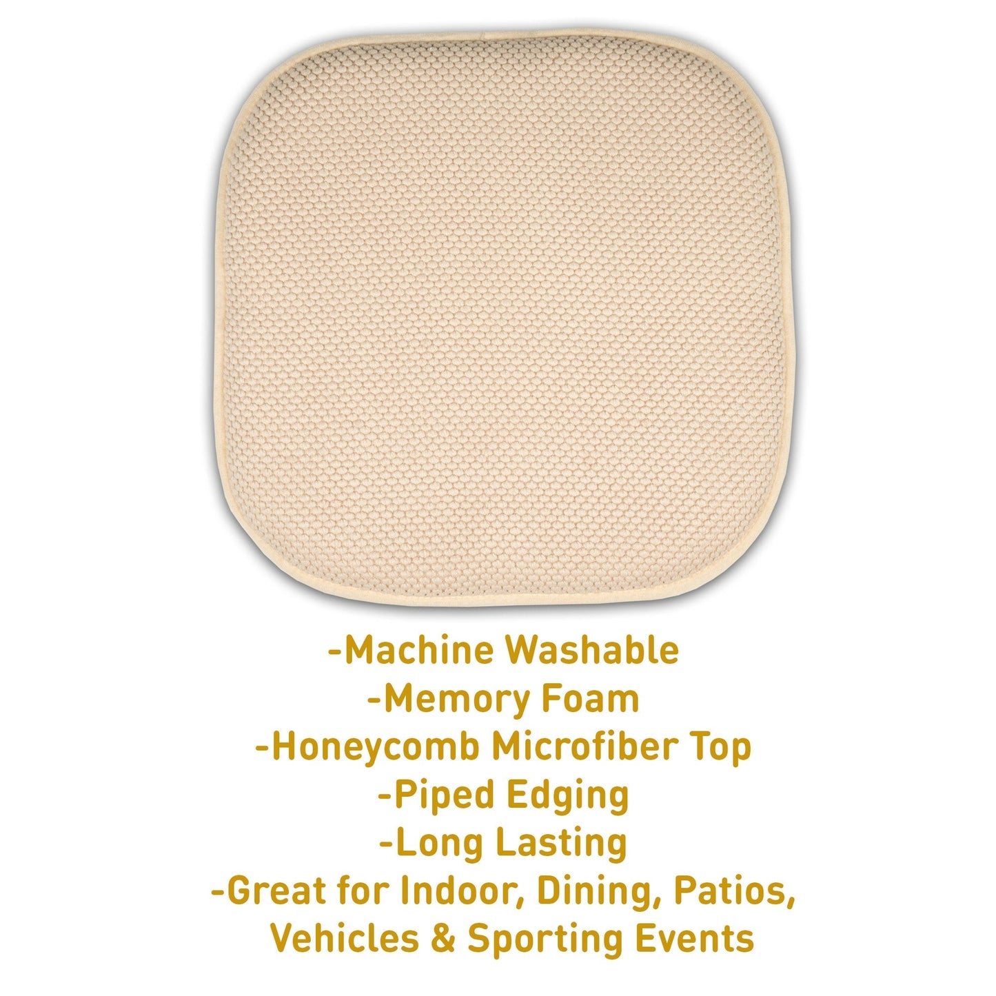 Coussins de siège carrés antidérapants en mousse à mémoire de forme de 16 po (2 ou 4) - 16 x 16