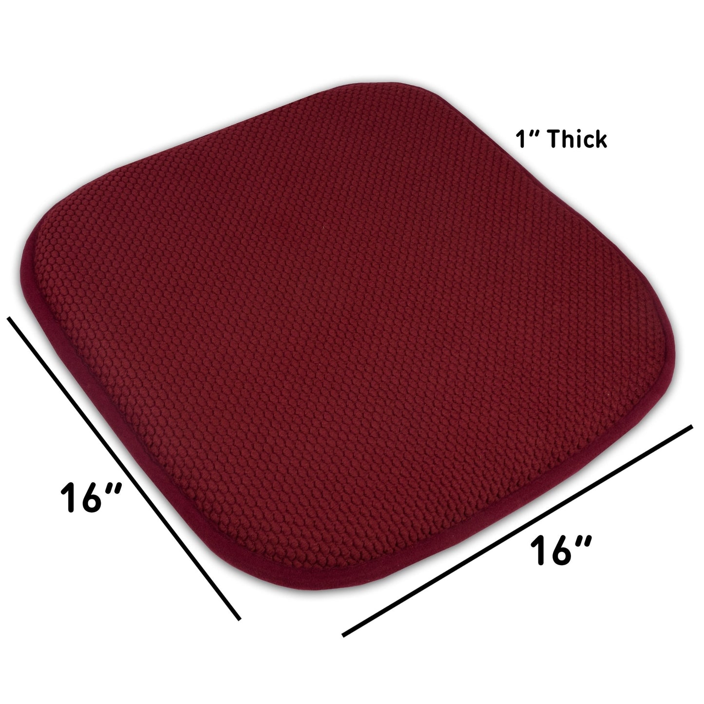 Coussins de siège carrés antidérapants en mousse à mémoire de forme de 16 po (2 ou 4) - 16 x 16