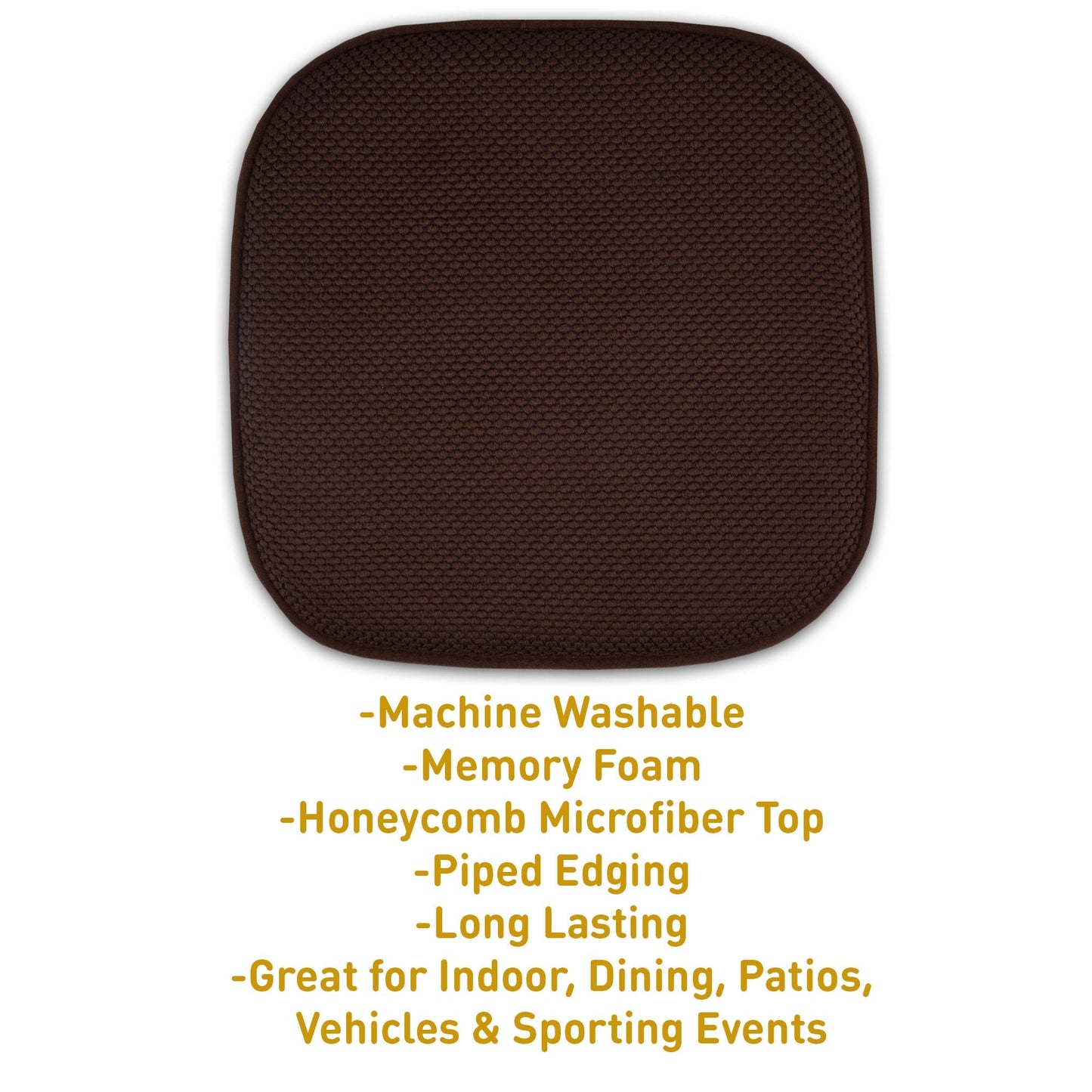 Coussins de siège carrés antidérapants en mousse à mémoire de forme de 16 po (2 ou 4) - 16 x 16