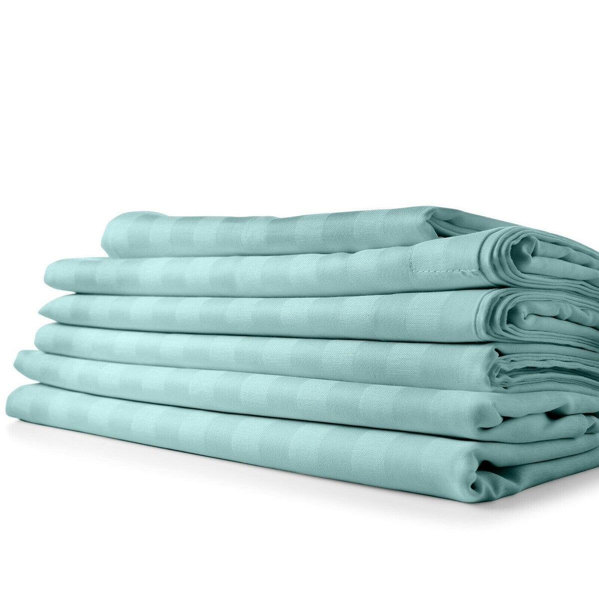 Ensemble de draps à rayures en bambou 1800 fils, poches profondes, 4 pièces